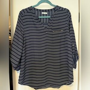 Maurice’s Navy Blue Striped Blouse - size Large. Never worn!